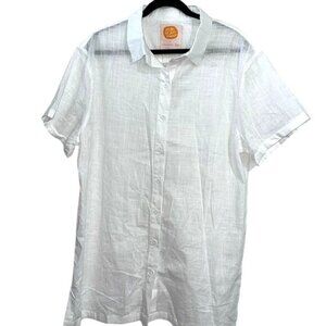 Lucky We Live Hawaii X Goldfish Kiss White Button-Up Shirt XL/2XL 100% Cotton Sh